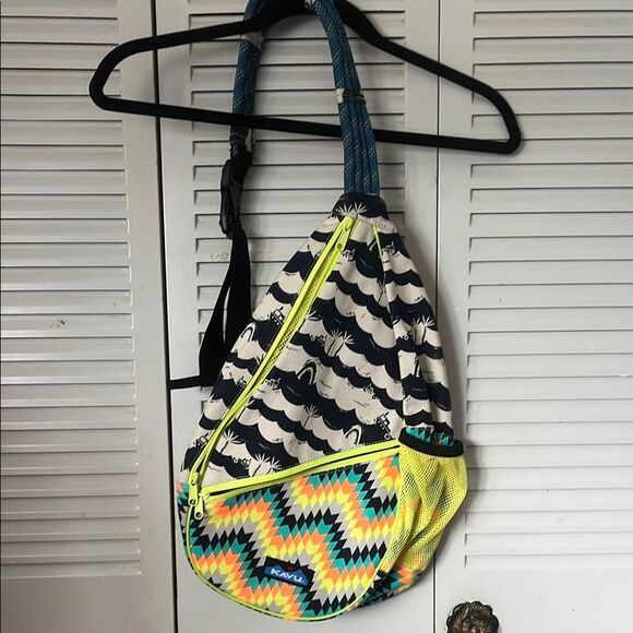 Kavu Women's Chevron Sling Bag - Yellow and Blue - Picture 1 of 6
